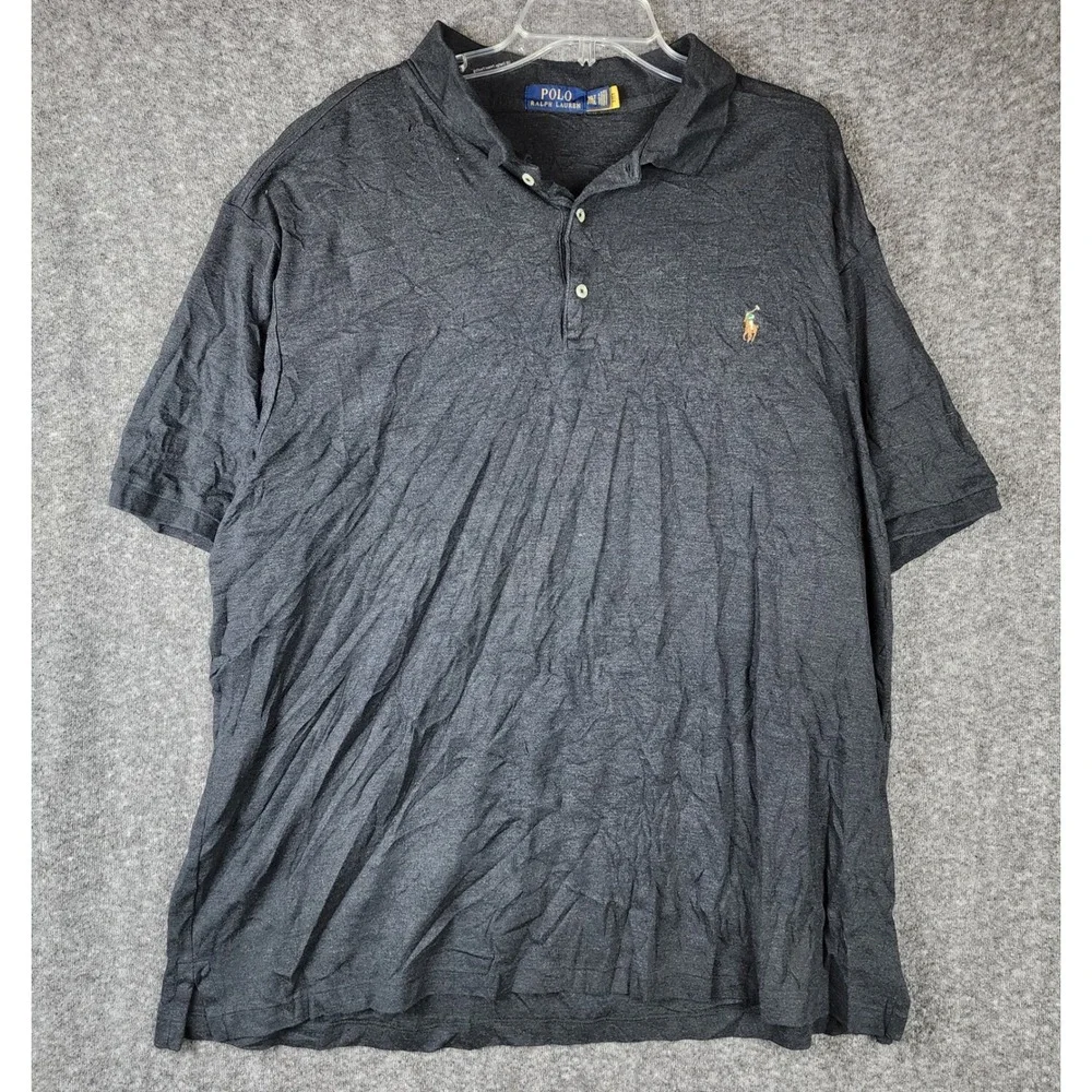 Polo Ralph Lauren Polo Shirt Mens 3XLT Grey Short Sleeve Jersey Cotton EUC